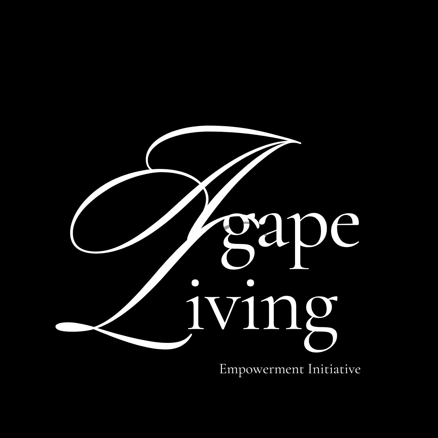 The official logo of the Agape Living Empowerment Initiative, featuring the name in white script typography against a black background.